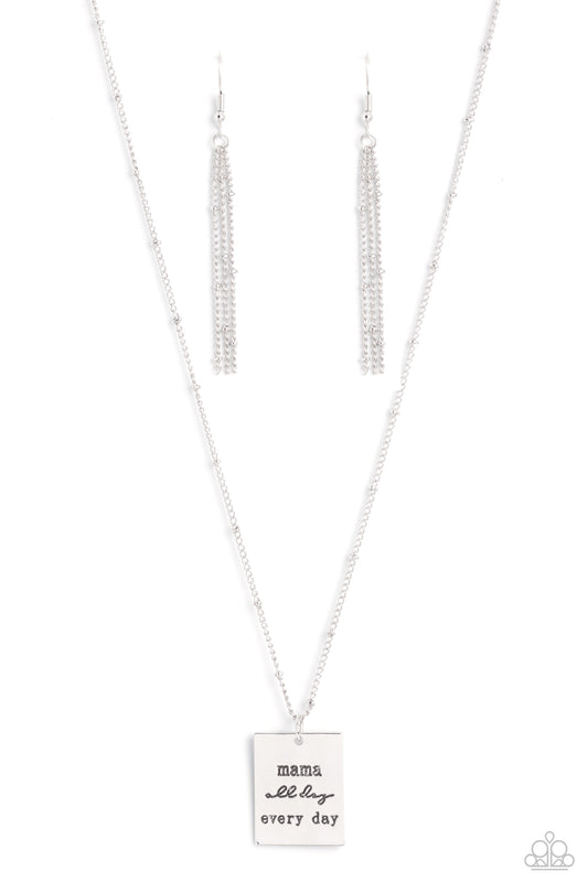 Mama MVP Paparazzi Accessories Necklace with Earrings - Silver