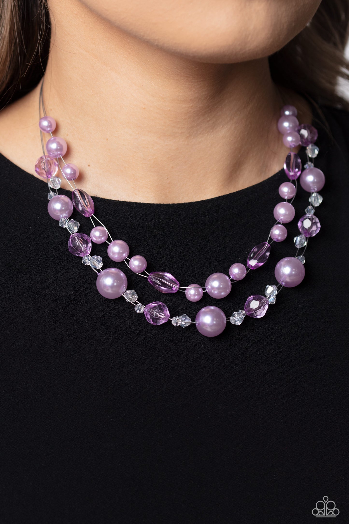 Parisian Pearls Paparazzi Accessories Necklace with Earrings - Purple
