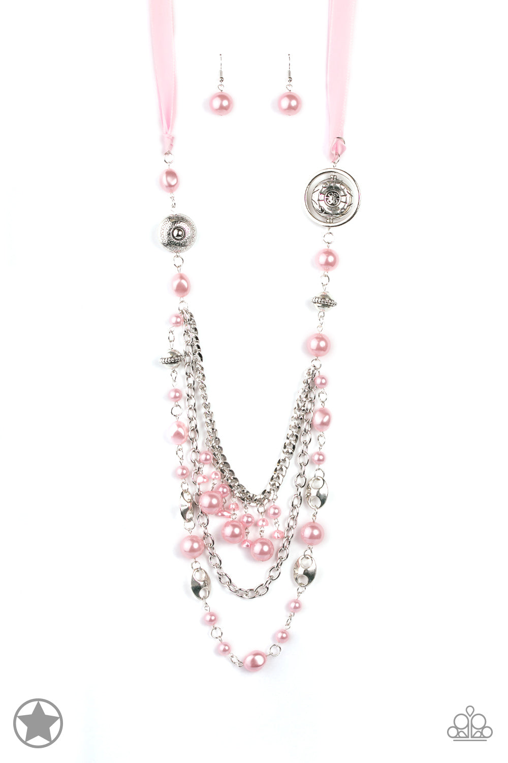 Best Seller!! All The Trimmings Pink Necklace with Earrings