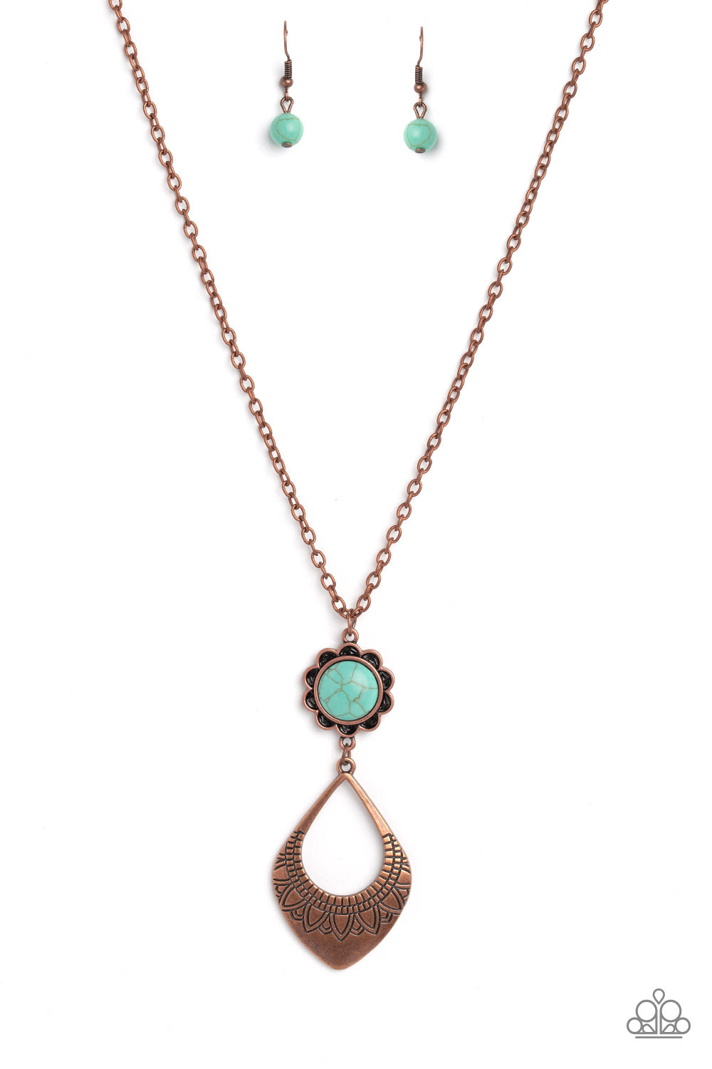 Stone TOLL Paparazzi Accessories Necklace with Earrings - Copper
