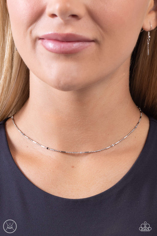 Serenity Strand Paparazzi Accessories Choker with Earrings  Silver
