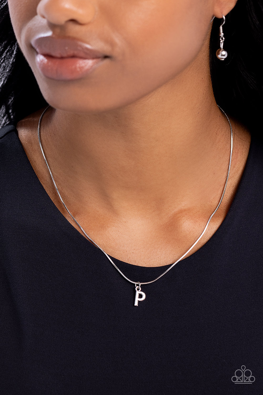 Seize the Initial Paparazzi Accessories Necklaces with Earrings - Silver - P