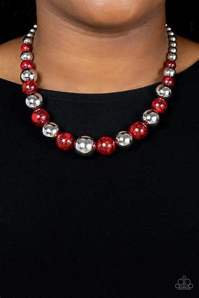 Stone Age Adventurer Paparazzi Accessories Necklace with Earrings Red