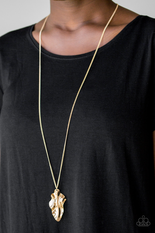 Fiercely Fall Paparazzi Accessories Necklace with Earrings Gold