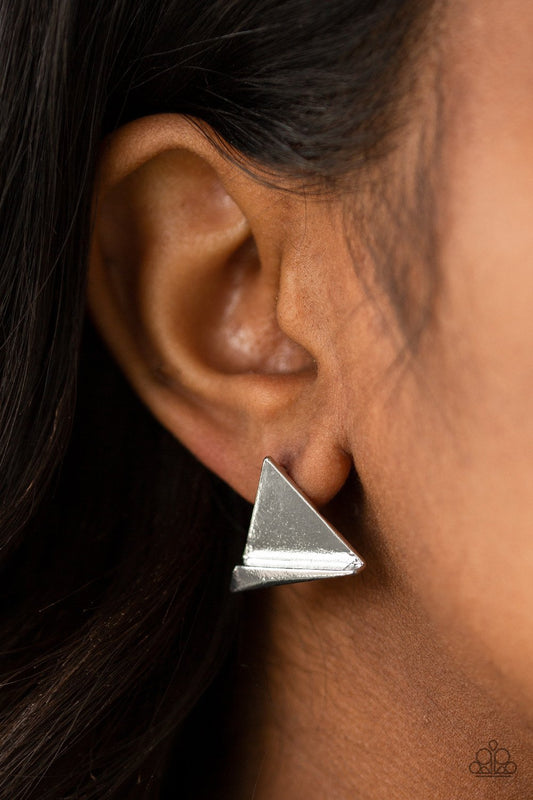 Die TRI-ing Paparazzi Accessories Earrings - Silver