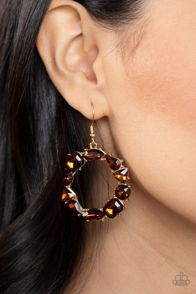 Glowing in Circles Paparazzi Accessories Earrings Brown