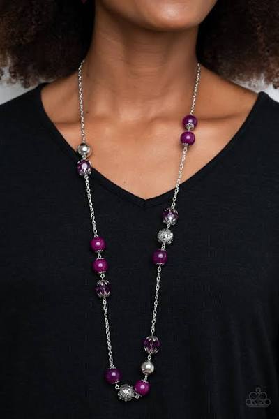 Fruity Fashion Paparazzi Necklace with Earrings Purple