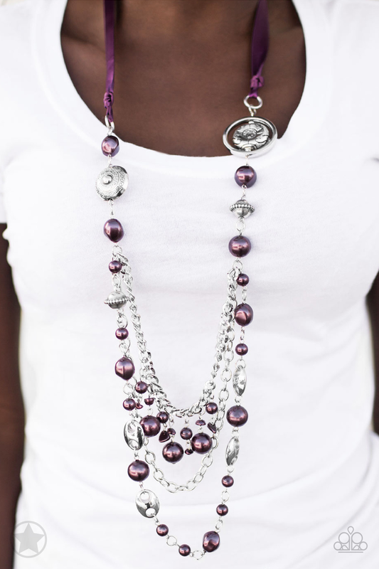 BEST SELLER!! All the Trimmings Purple Necklace With Earrings