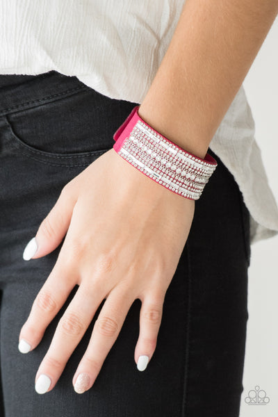Rollin In Rhinestones Pink Paparazzi Accessories Bracelet