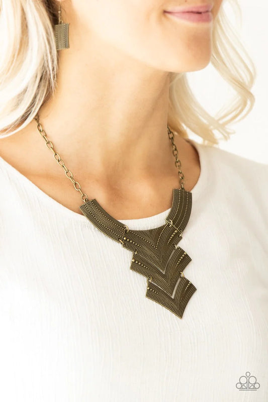 Fiercely Pharaoh Paparazzi Accessories Necklaces with Earrings